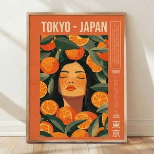 Tokyo Japan Laboo Studio, Orange Universe Poster, Retro Woman Illustration Wall Art, Home Decor
