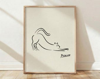 Pablo Picasso, Le Chat, minimalistische moderne Katze, Wandkunst, Poster, Druck, Wohnkultur