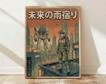Mobile Suit Gundam retro mecha poster, Japanse anime muurkunstprint, scifi-huisdecoratie