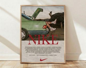 Nike Poster, Retro Car Poster, Motivational Poster, Pop Art Wall Art, Vintage Poster Living Room Decor