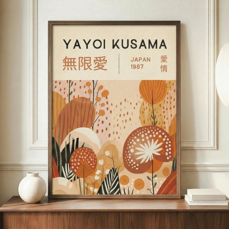 Yayoi Kusama Print, Japanese Wall Art, Modern Art Print, Botanical ...