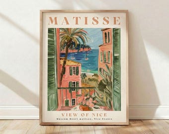 Henri Matisse Blick auf Nizza Poster, Museum Ausstellung Druck, Französisch Riviera Wandkunst Dekor