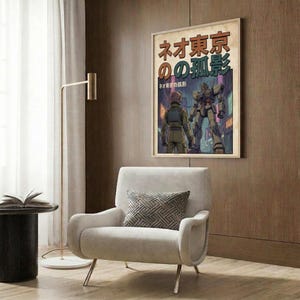 Gundam Anime Poster, Neo Tokyo Lone Shadow Wall Art, Mecha Sci-Fi Print, Home Decor image 7