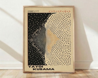 Lámina de Yayoi Kusama, póster de Infinity Nets, arte mural japonés, arte abstracto moderno, lámina geométrica, decoración de apartamento, arte mural de gran formato