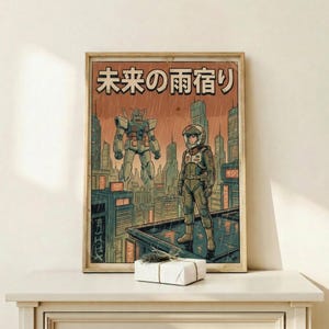 Mobile Suit Gundam Retro Mecha Poster, Japanese Anime Wall Art Print, Sci-Fi Home Decor image 10