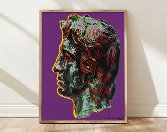 Andy Warhol Alexander The Great Purple Poster, Pop Art Wall Art, Regal Portrait Print, Bauhaus Modern Decor, Man Cave Art
