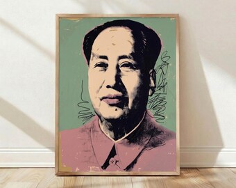 Andy Warhol Mao Tse Tung 95 Poster, Pop Art Portrait Print, Bold Modern Wall Art, Man Cave Decor