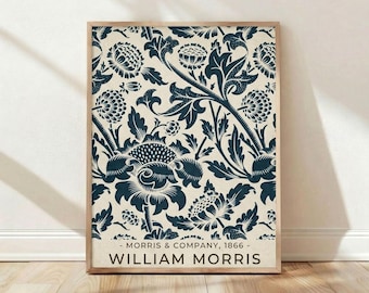 William Morris 1866 Blumenmuster Kunstdruck Poster Wohnkultur Wand Botanische Vintage Indigo