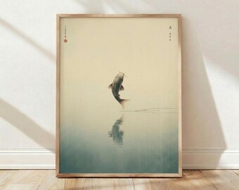 Ohara Koson, poissons koi japonais, art mural vintage, affiche, décoration d'intérieur, impression, esthétique minimaliste