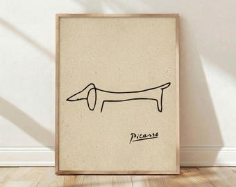 Pablo Picasso Dackel Linie Zeichnung, Minimalistischer Hund Druck, Poster, Home Decor, Wand Kunst, Meisterwerk