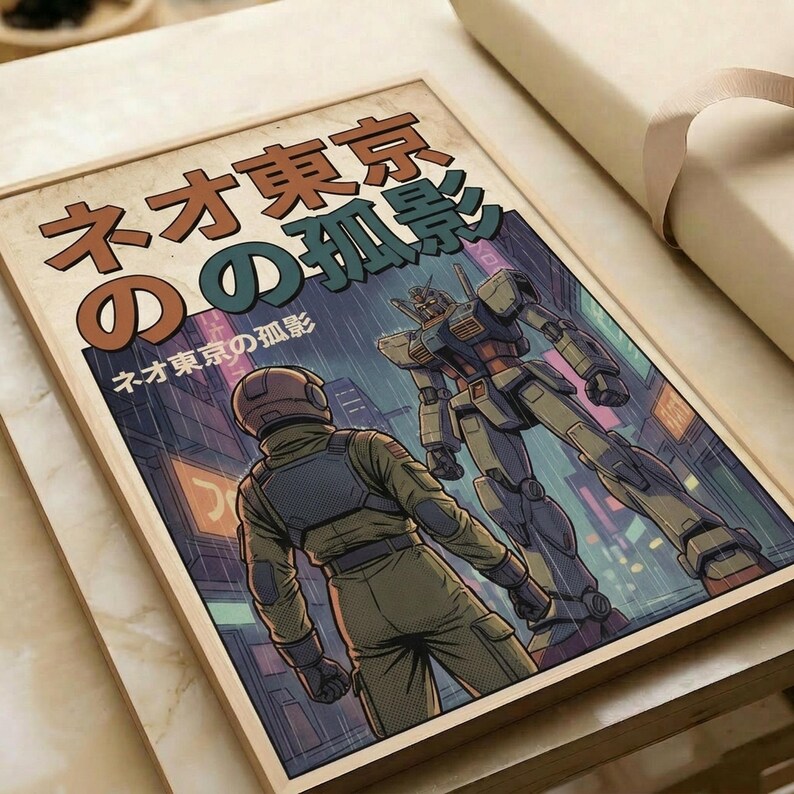 Gundam Anime Poster, Neo Tokyo Lone Shadow Wall Art, Mecha Sci-Fi Print, Home Decor image 5