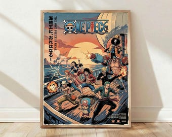 One Piece, Ruffy, Strohhut Piraten Anime Manga Druck, Wandkunst, Poster, Wohnkultur