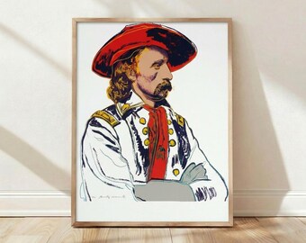 Andy Warhol Print, General Custer Cowboys And Indians Series, 1986 Pop Art Poster, Man Cave Decor