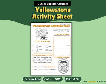 Hoja de actividades de Yellowstone / Cuadernos imprimibles