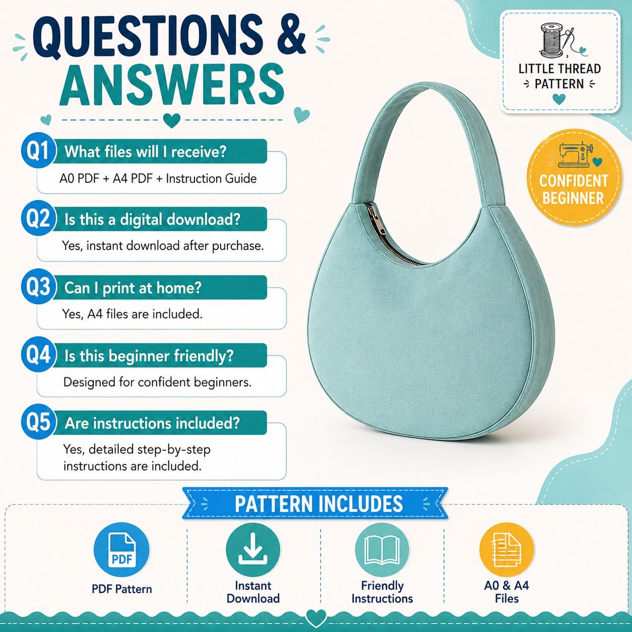 Crescent Bag Sewing Pattern | Trendy Crossbody, Beginner Friendly (PDF ...