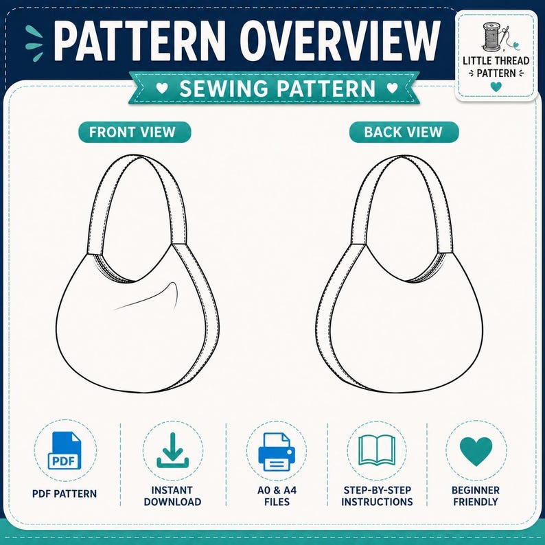 Crescent Bag Sewing Pattern | Trendy Crossbody, Beginner Friendly (PDF ...