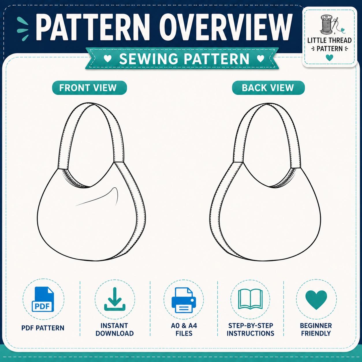 Crescent Bag Sewing Pattern | Trendy Crossbody, Beginner Friendly (PDF ...