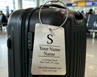 Stainless Steel Luggage Tags,Laser Engraved Luxury Silver Tags, Sports Team Bags Matching Tags for Player Identification