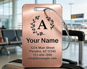 Etichetta per bagaglio in metallo personalizzata, etichetta per valigia incisa su misura, etichetta per borsa da viaggio in acciaio inossidabile, regalo di lavoro personalizzato con logo per lui