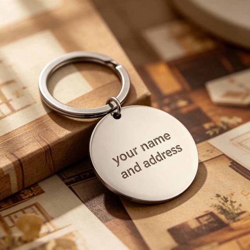 Personalized Logo Stainless Steel Keychain, Custom Laser Engraved Charm ...
