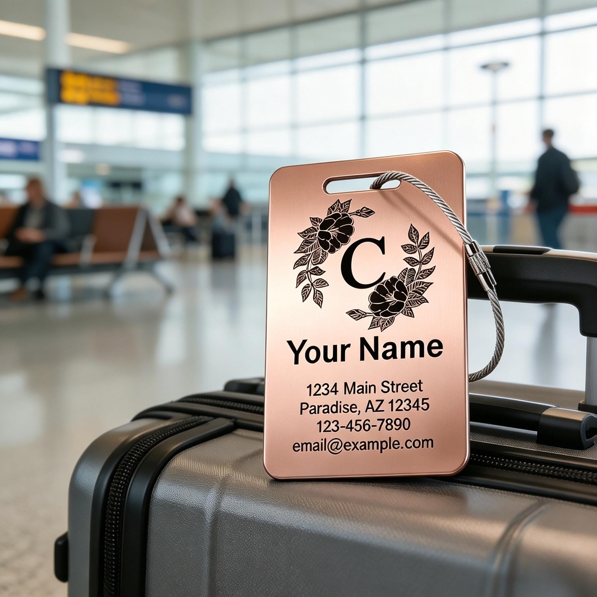 Personalized Stainless Steel Luggage Tag, Heavy Duty Engraved Travel ID