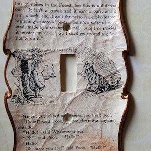 Winnie the Pooh Tigger Decoupage Book Page Light Switch Cover