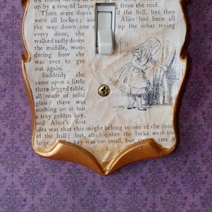 Alice in Wonderland Rabbit Hole Decoupage Book Page Light Switch Cover