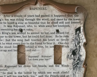 Rapunzel Decoupage Library Book Light Switch Plate Cover