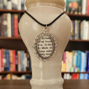 Sherlock Holmes Irene Adler Book Page Pendant Necklace Keychain