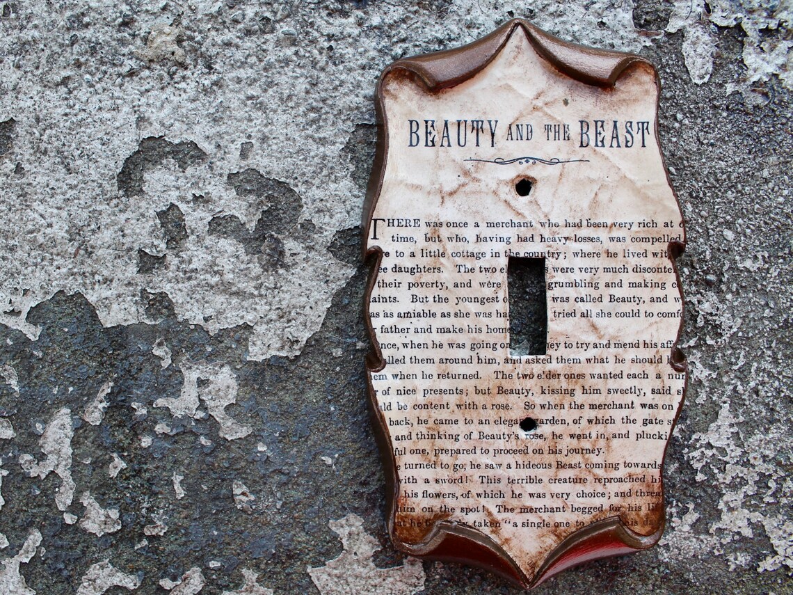 Beauty and the Beast Decoupage Library Book Light Switch Plate - Etsy