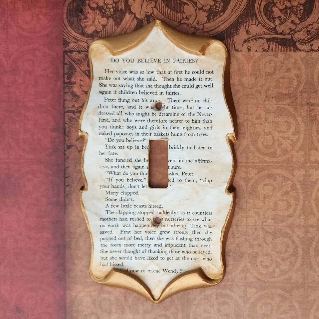 Peter Pan Tinkerbell Decoupage Book Page Light Switch Cover Etsy