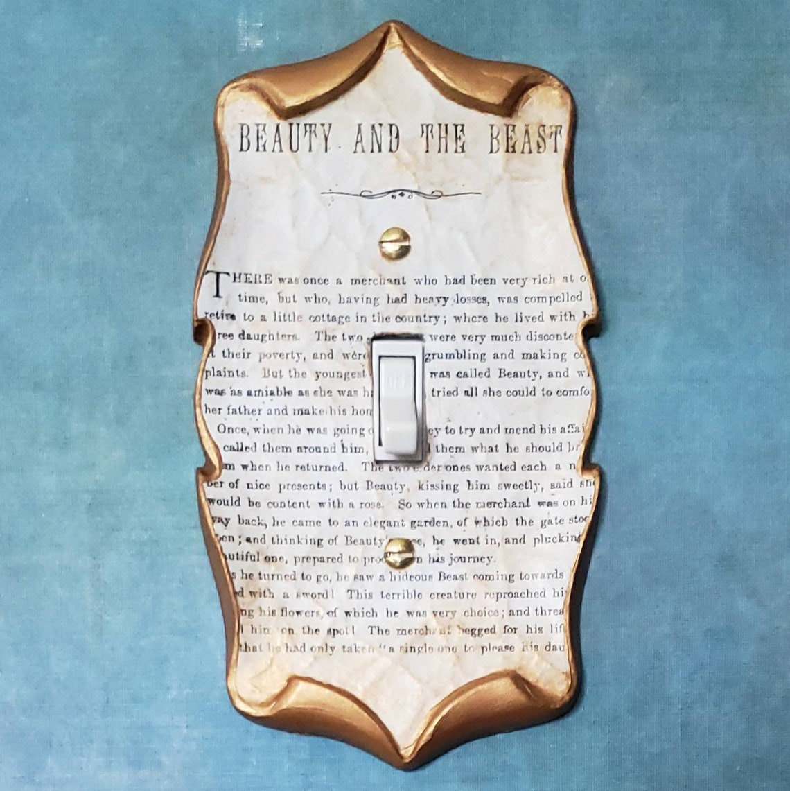 Beauty and the Beast Decoupage Library Book Light Switch Plate - Etsy
