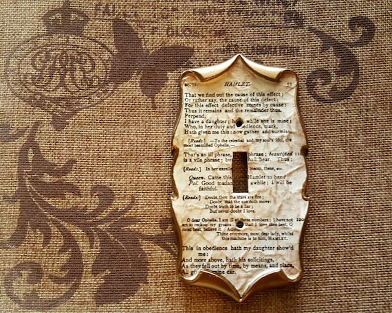 Shakespeare Hamlet Ophelia Decoupage Library Book Light Switch Plate Cover