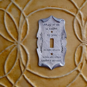 May it Be Light in the Dark Decoupage Book Page Light Switch Cover