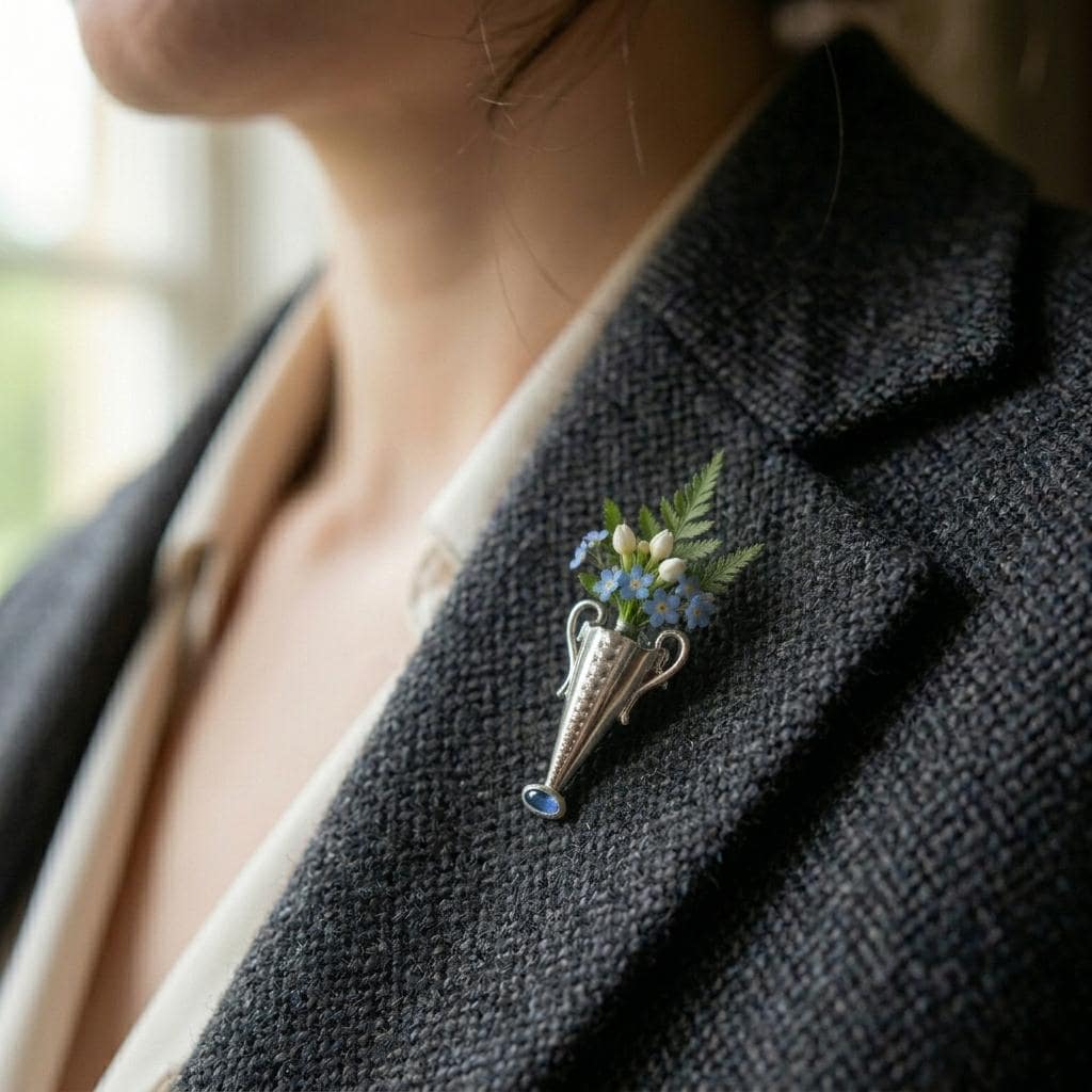 Vintage flowers in vase brooch - Etsy 日本