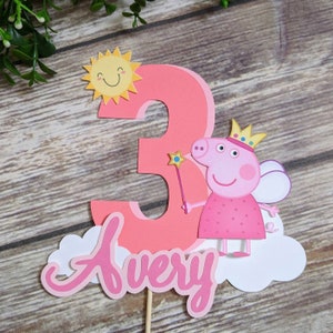 Peppa Pig Cake Topper, First Birthday, 1st Birthday, Custom Name Banner, Smash Cake, Party Decorations image 3