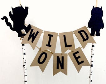 Where the Wild Things are Cake Topper Banner, Baby 1st Birthday, Wild One First Birthday Party Decorations