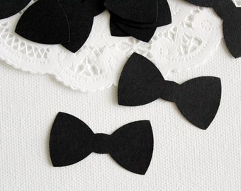 50 Black Tuxedo Bow Tie Die cuts punches cardstock 1 3/4 inch -Scrapbook, cards, embellishment, confetti