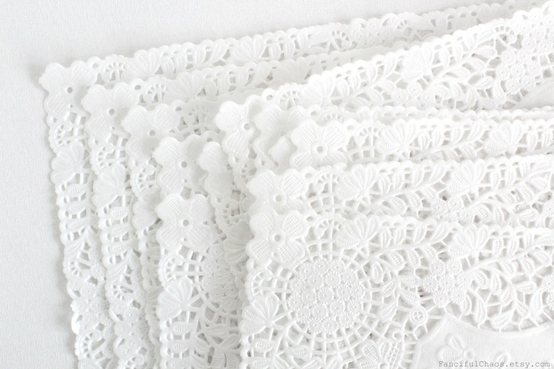 100 Rectangle White Paper Doily Doilies 10x14 Inch Etsy