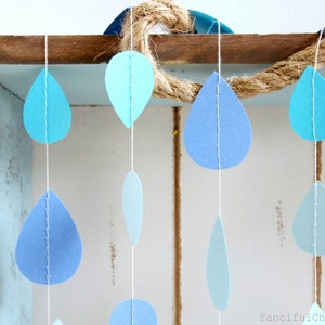 Blue Rain Drops Shower 10 ft Paper Garland Wedding, Birthday, Bridal Shower, Baby Shower, Party Decorations image 3