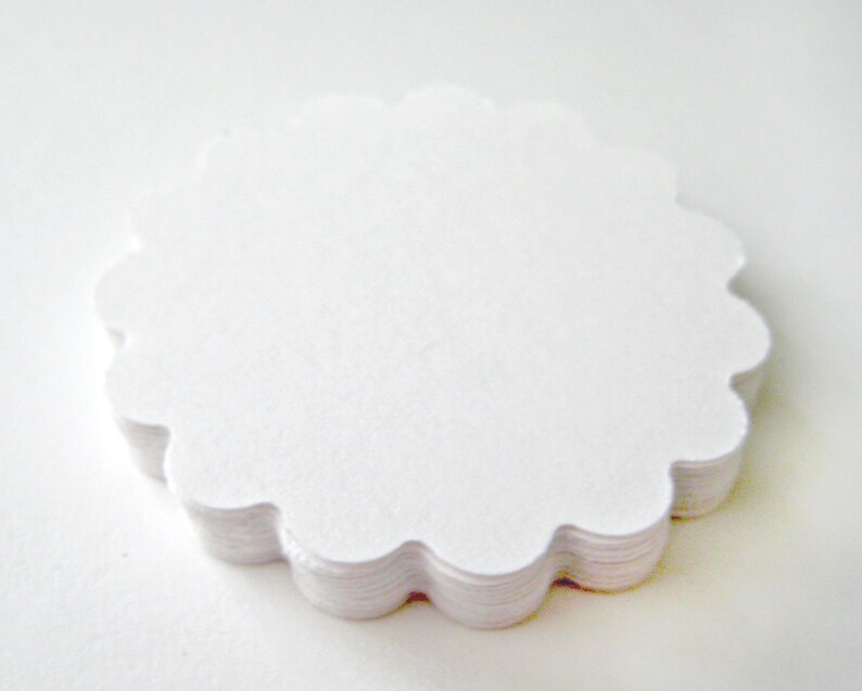 25 WHITE Scallop Die cuts punches cardstock Scrapbook cards Etsy