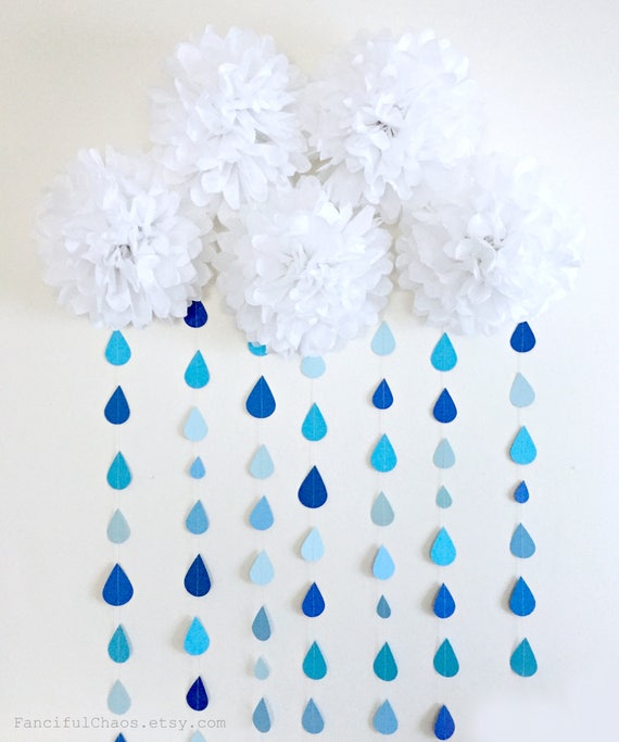 Baby Sprinkle Decorations, Raindrop Garland, Raindrop Nursery