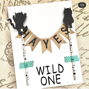 Personalized Name Where the Wild Things are Cake Topper Banner, Baby 1st Birthday, Wild One First Birthday Party Decorations, Custom Name