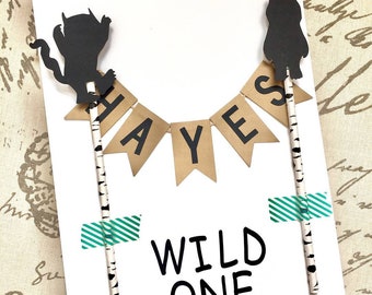Personalized Name Where the Wild Things are Cake Topper Banner, Baby 1st Birthday, Wild One First Birthday Party Decorations, Custom Name