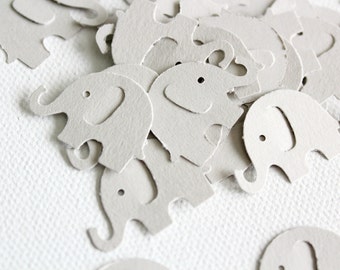 100 Light Grey Baby Elephant Die cuts punches cardstock 1 inch -Scrapbook, cards, embellishment, confetti