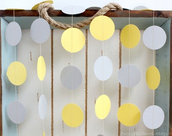 Yellow and Grey 12 ft Circle Paper Garland- Wedding, Birthday, Bridal Shower, Baby Shower, Party Decorations