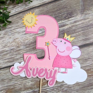 Peppa Pig Cake Topper, First Birthday, 1st Birthday, Custom Name Banner, Smash Cake, Party Decorations image 6