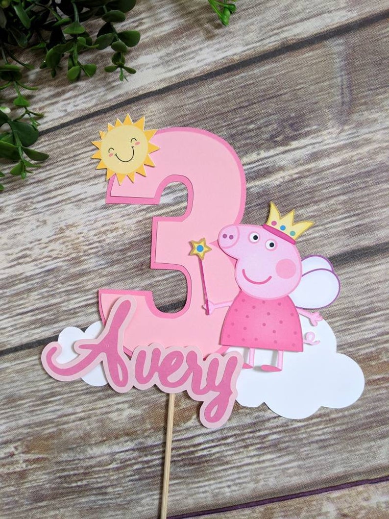 Peppa Pig Cake Topper, First Birthday, 1st Birthday, Custom Name Banner, Smash Cake, Party Decorations image 6