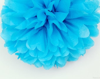 Turquoise Blue Tissue Paper Pom Poms- Wedding, Birthday, Bridal Shower, Baby Shower, Party Decorations, Garden Party
