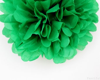 Green Tissue Paper Pom Poms- Wedding, Birthday, Bridal Shower, Baby Shower, Party Decorations, Garden Party